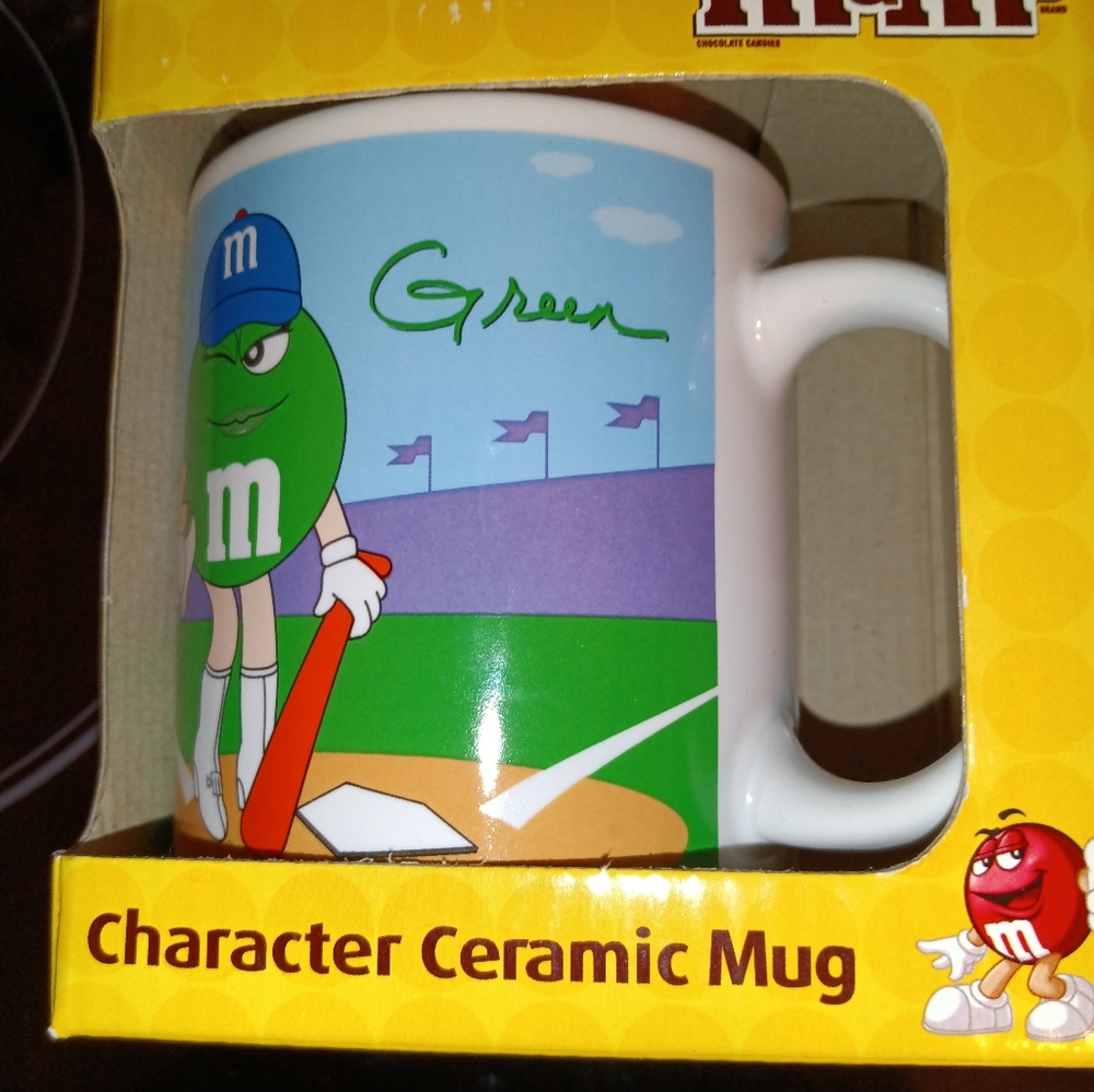 M&M Green Ceramic Mug. New